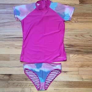 Eddie Bauer Kids Tankini Rash Guard Swim Suit Size L 14/16